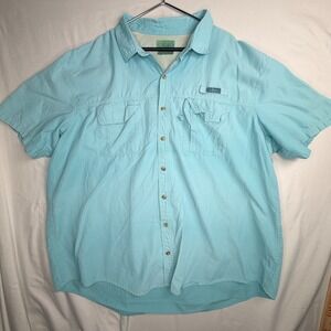 Bass Fishing Shirt 3XL Blue Short Sleeve Ventilated Utility Button Down
